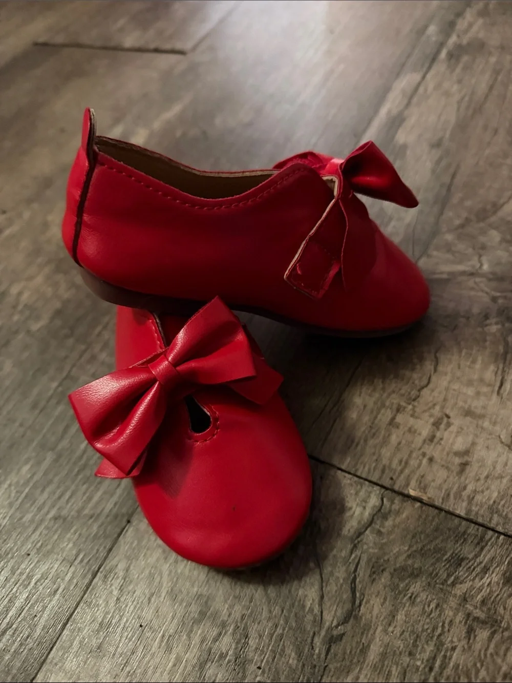 Kids Red Bow Slip-On Shoes